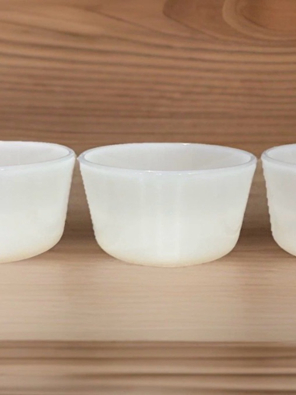 Glasbake Set of 3 White Milk Glass Ramekins